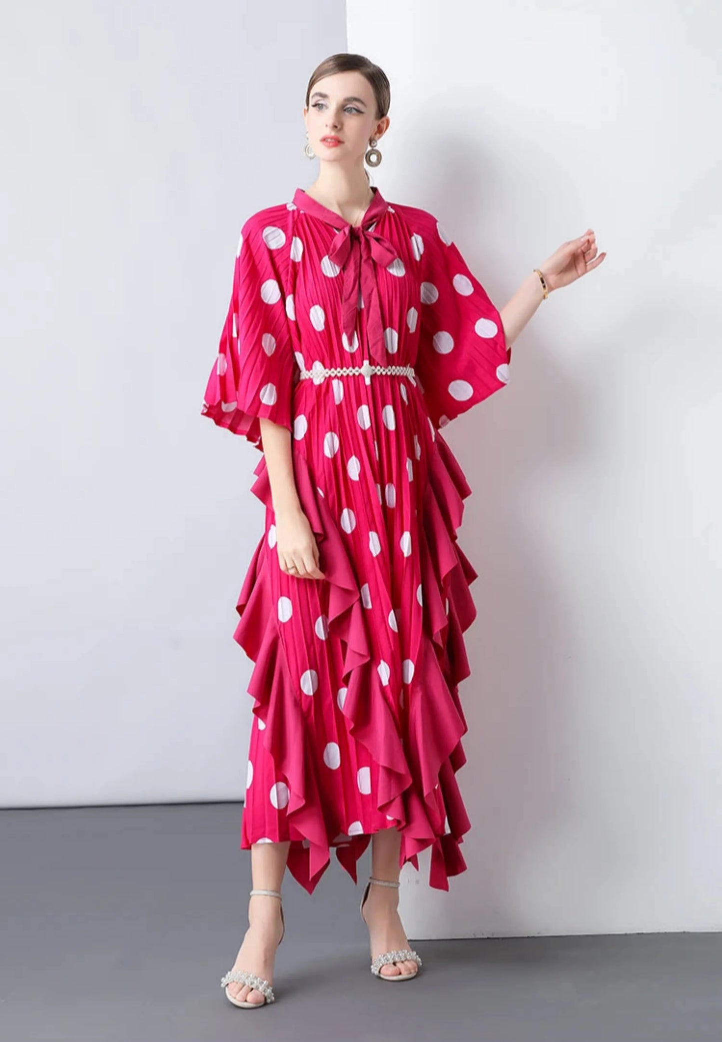 Everyday Plissé Polka Dot Dress