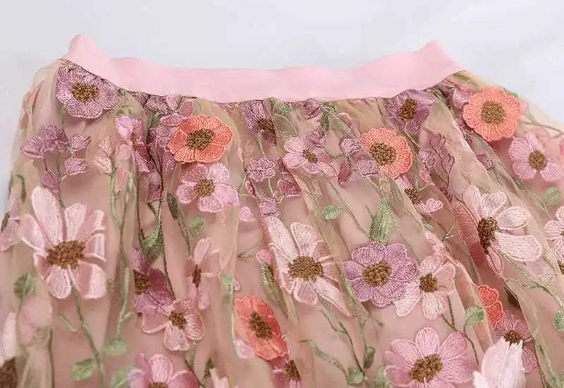 Luxe Floral Pull-On Midi Skirt