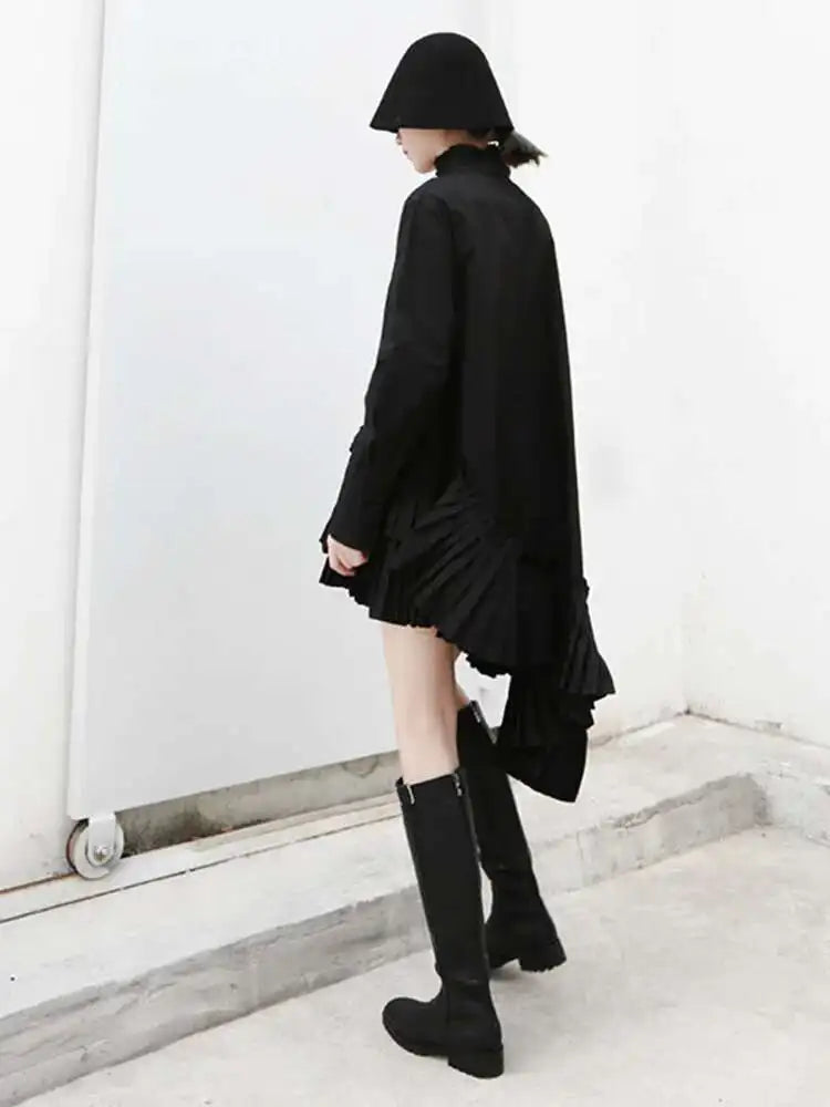 Ruffled High-Neck Blouse Top
