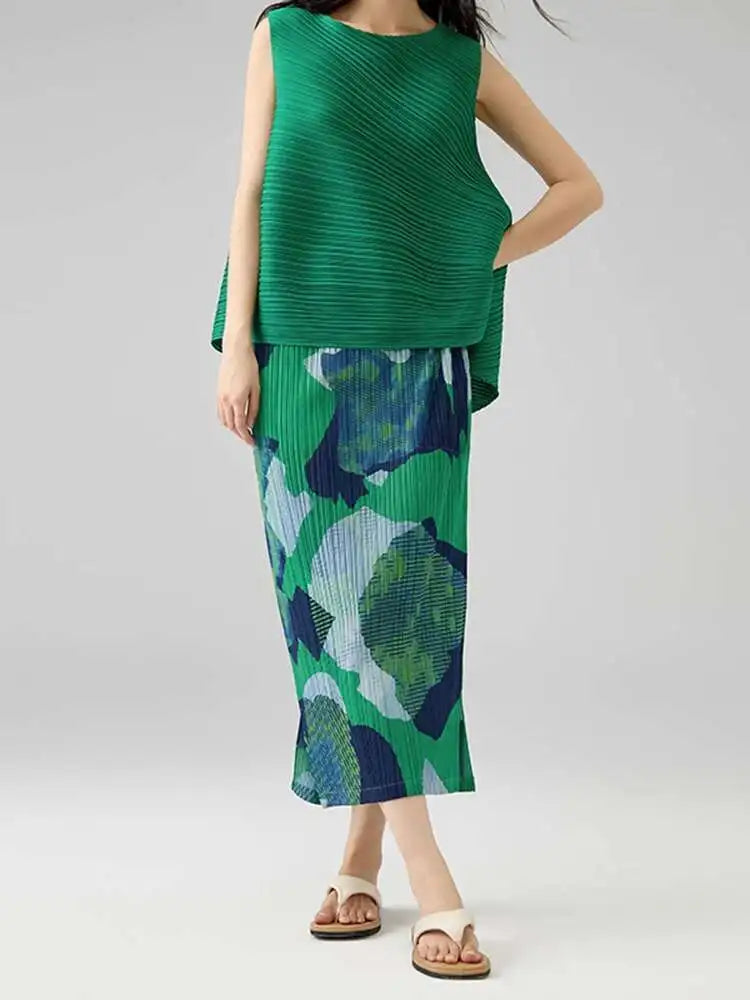 Premium Pleated Geometric Skirt