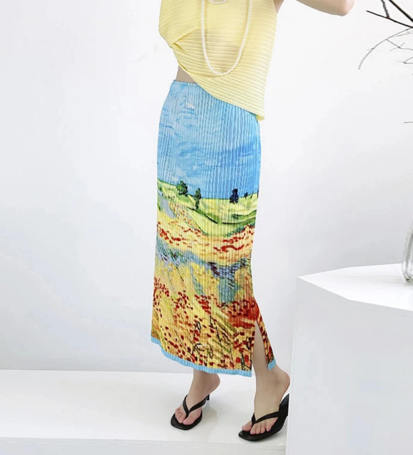 Luxury Plissé Pull-on Skirt