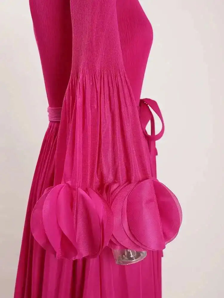 Elegant Fringe Hem Plissé Dress