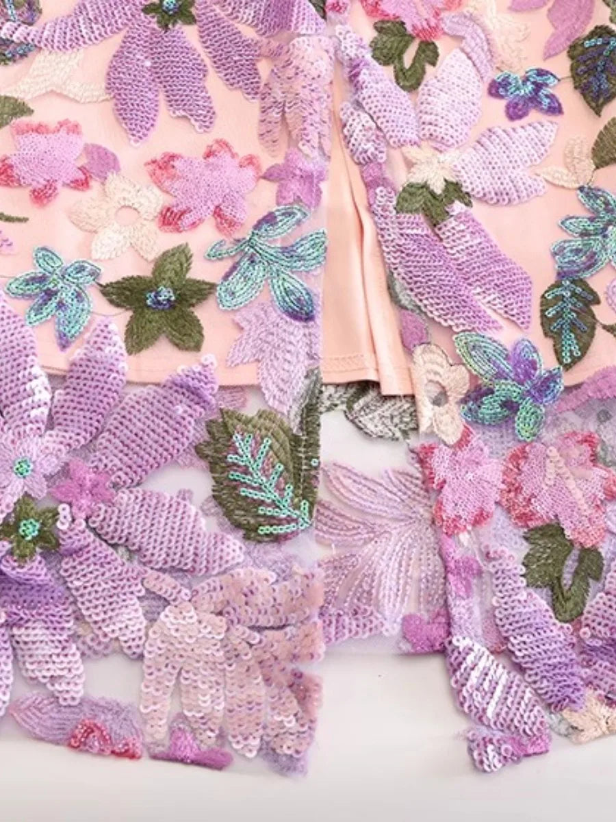Luxury Floral Sequin Skirt