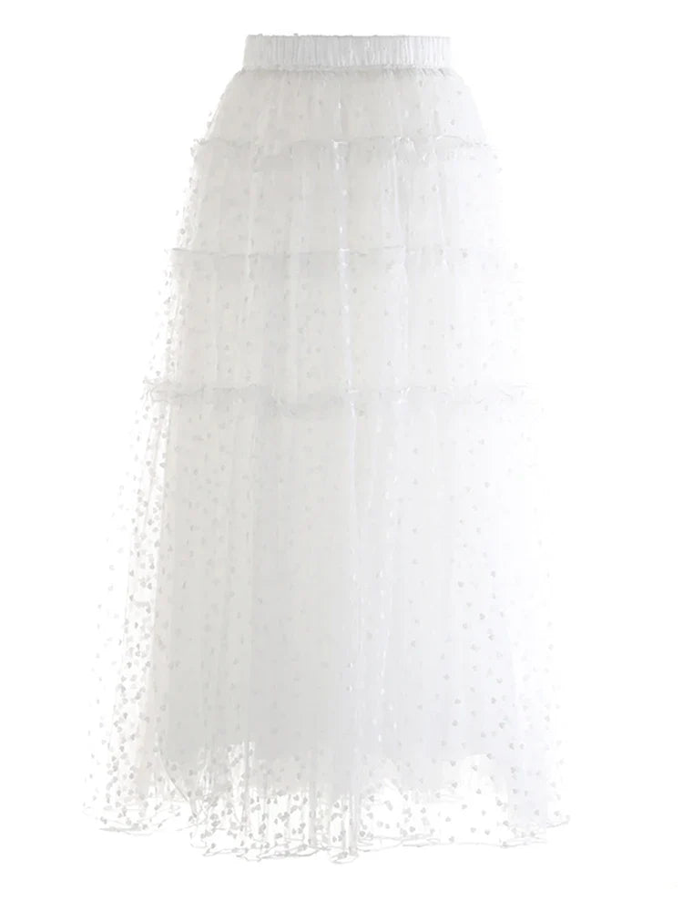 Swiss Dot Romantic Midi Skirt