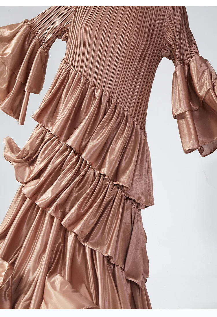 Truly Plissé Ruffle Sleeve Dress