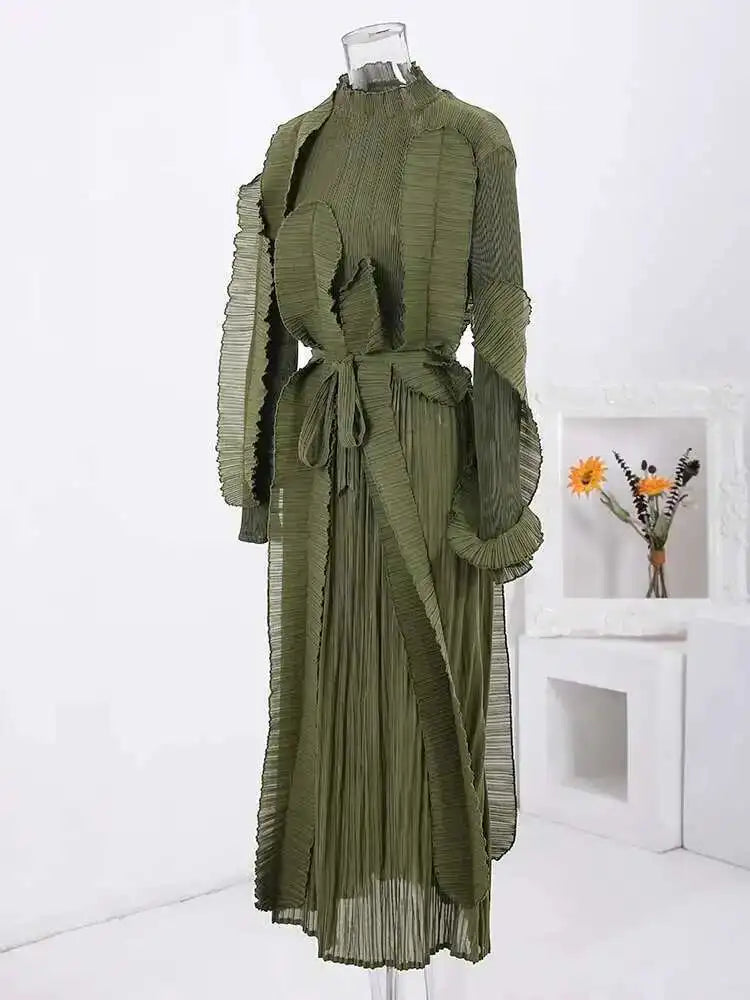 Unique Pleated Ruffle Dress