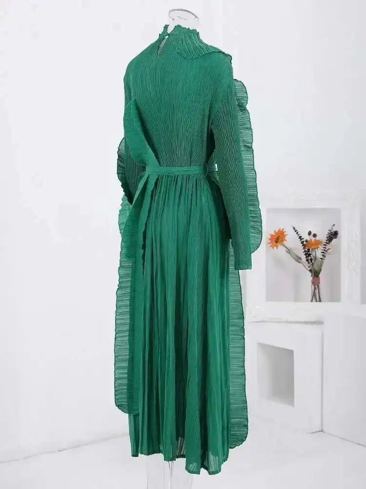 Unique Pleated Ruffle Dress