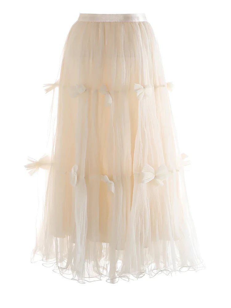 Luxe Pleated Tulle Midi Skirt