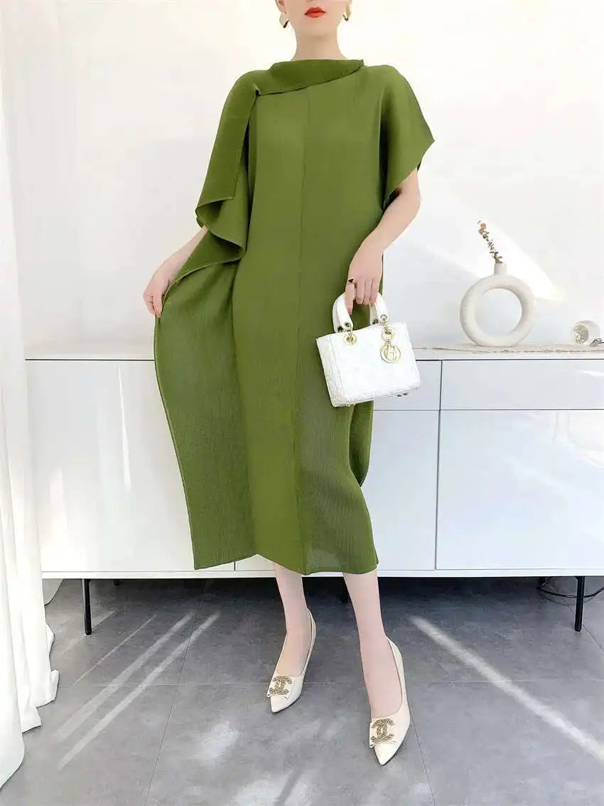 Pleated Tunic Short Sleeve Dress