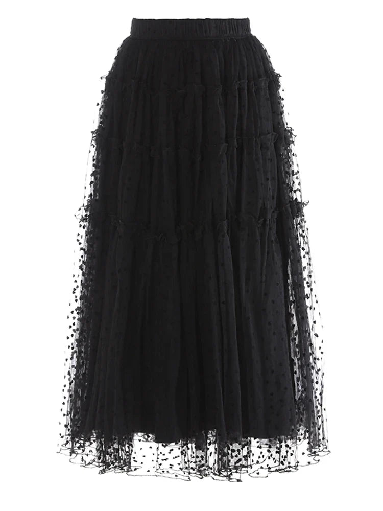 Swiss Dot Romantic Midi Skirt