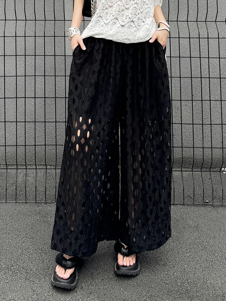 Elegant Cutout Wide-Leg Trousers