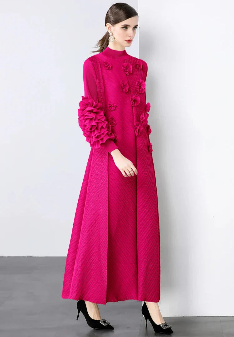 Luxury Pleats Floral Formal Dress