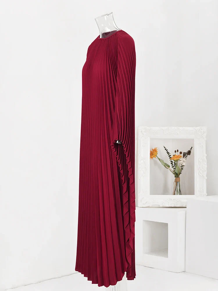 Truly Pleated Cape Midi Dress