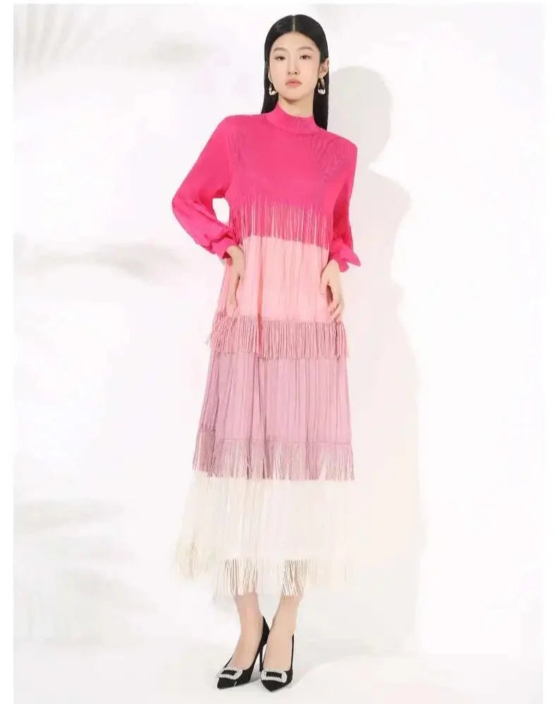 Luxury Pleated Fringe Dress