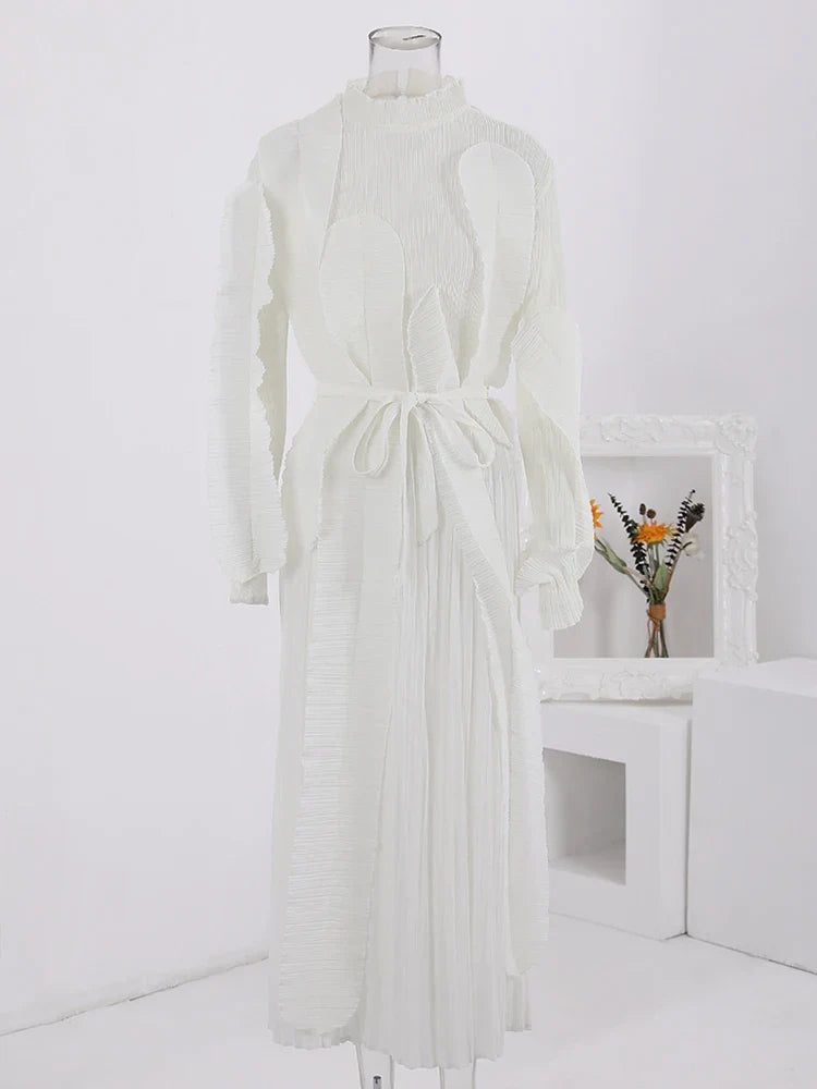 Unique Pleated Ruffle Dress