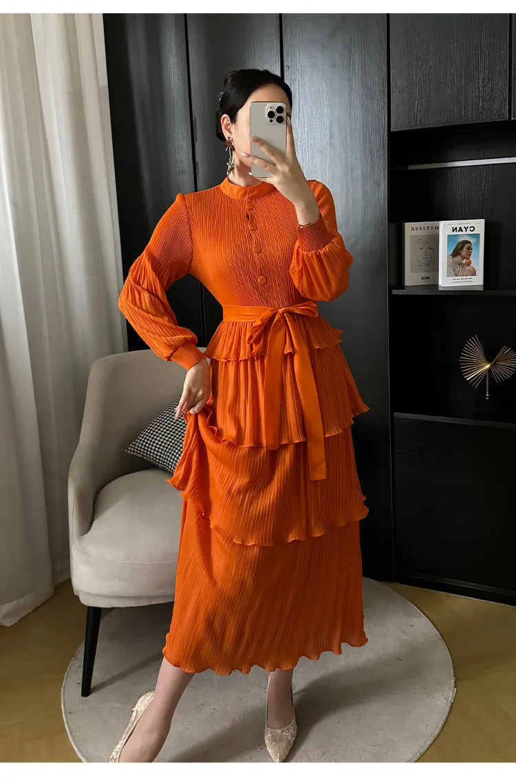 Women's Giselle Pleated Long Sleeve Dress