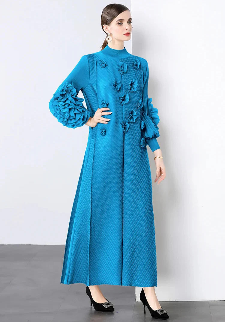 Luxury Pleats Floral Formal Dress