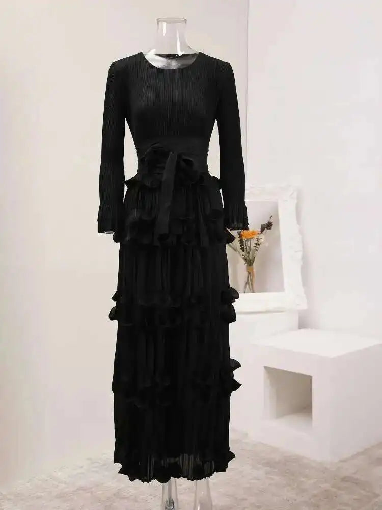 Luxury Pleats Tiered Dress