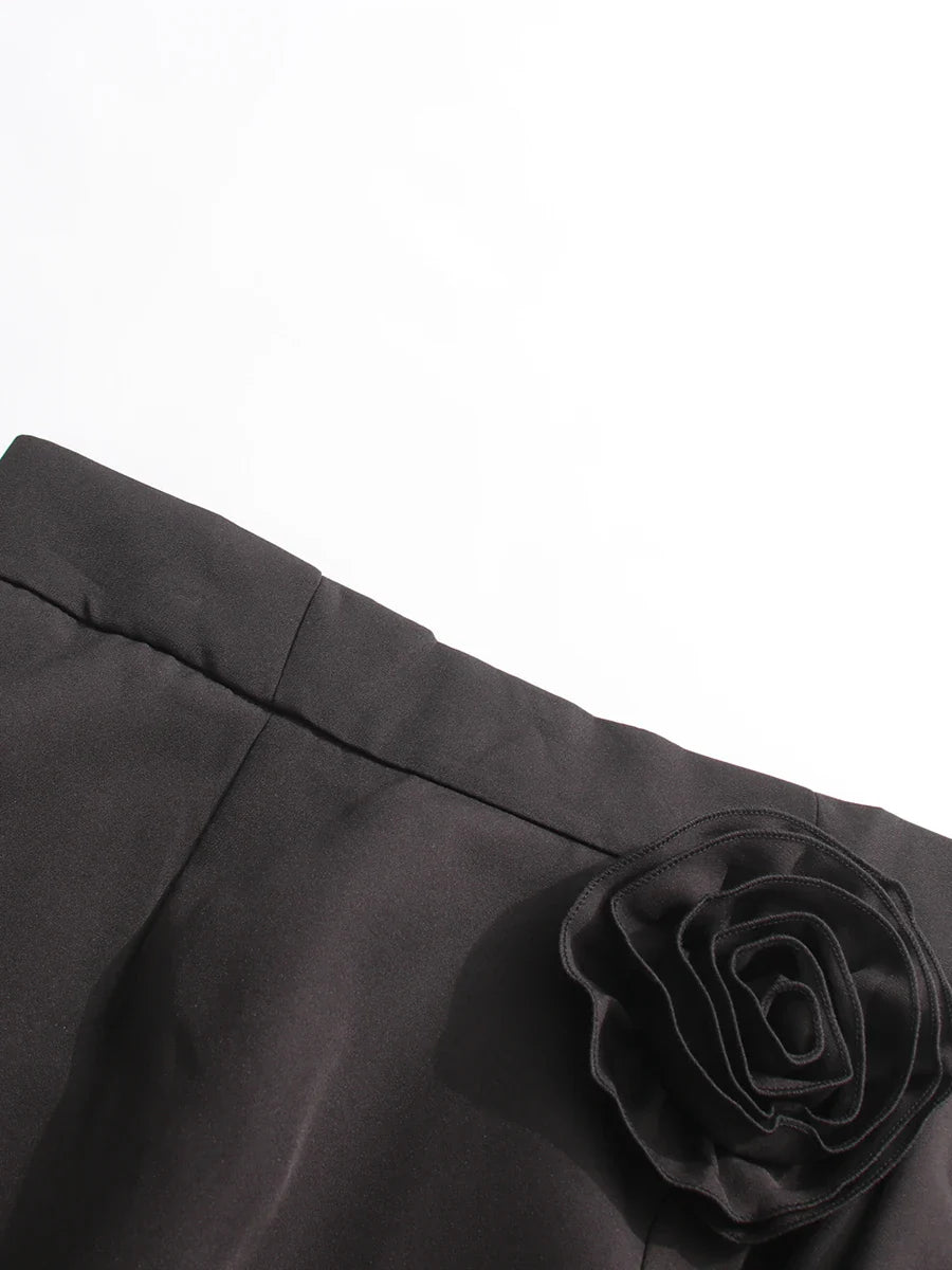 Floral Pleated Basque Waist Skirt