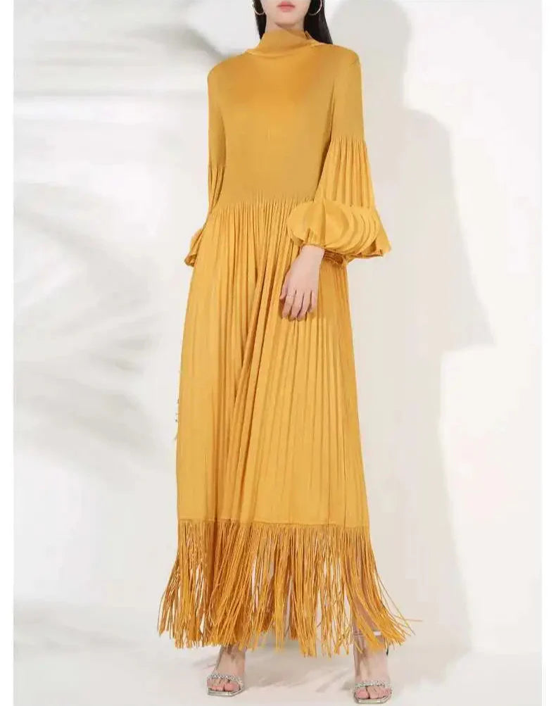 Luxury Plisse Tassel Fringe Dress