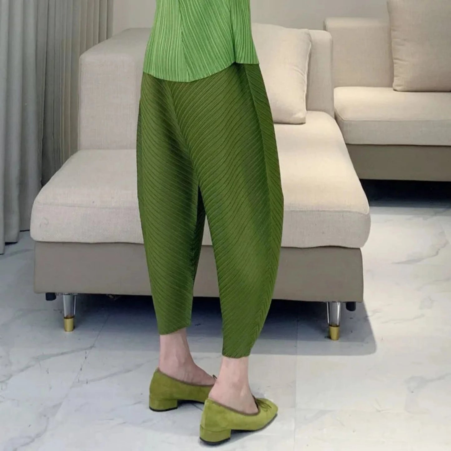 Plissé Pleated Palazzo Pants