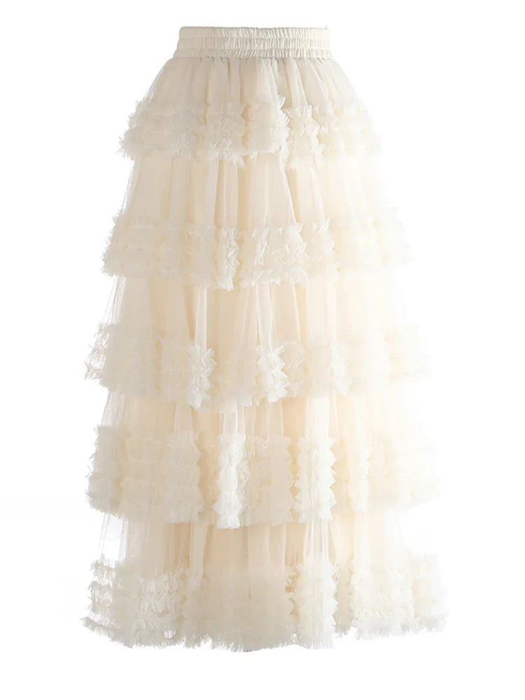 Romantic Ruffles Pull-on Midi Skirt