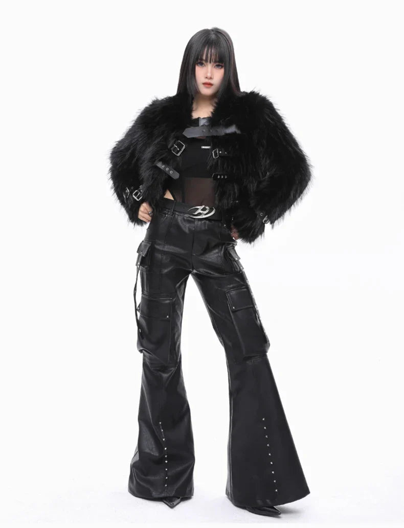 Luxe Vegan Leather Wide-Leg Trousers