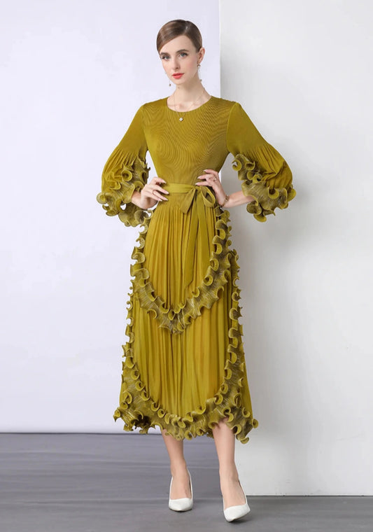 Truly Pleated Ruffle Dress