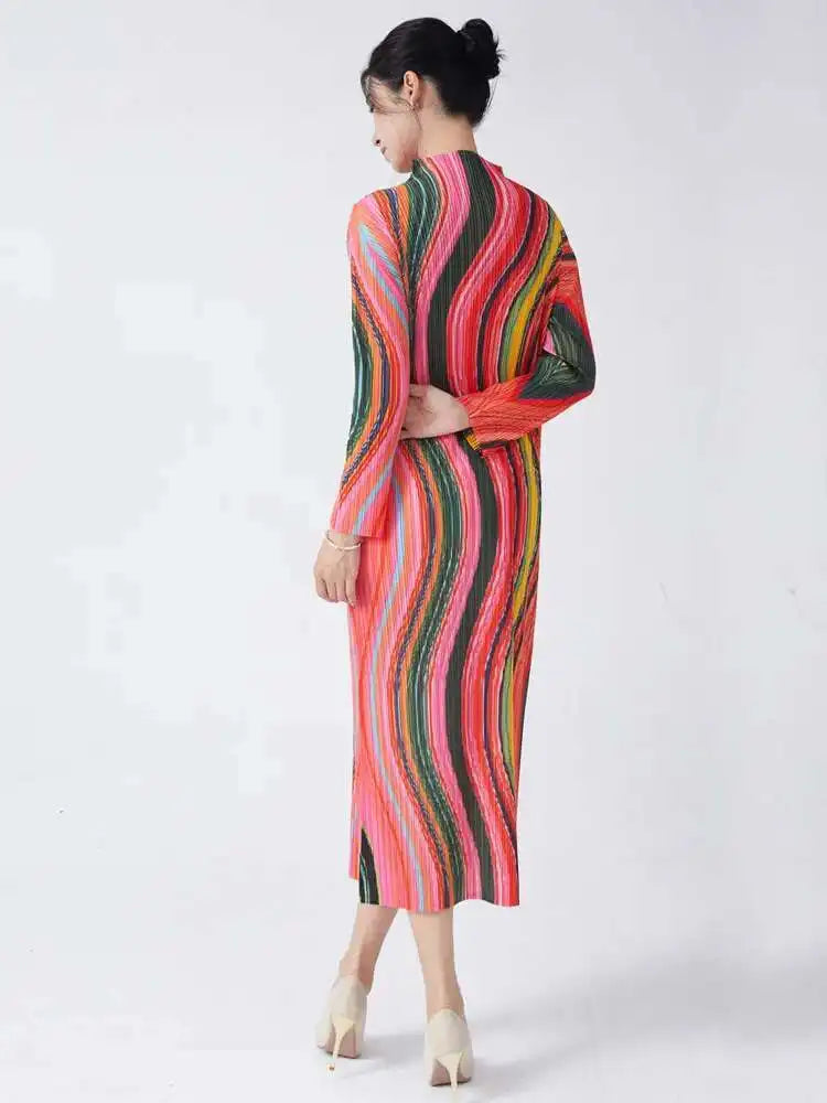 Luxury Plissé Pleated Midi Dress