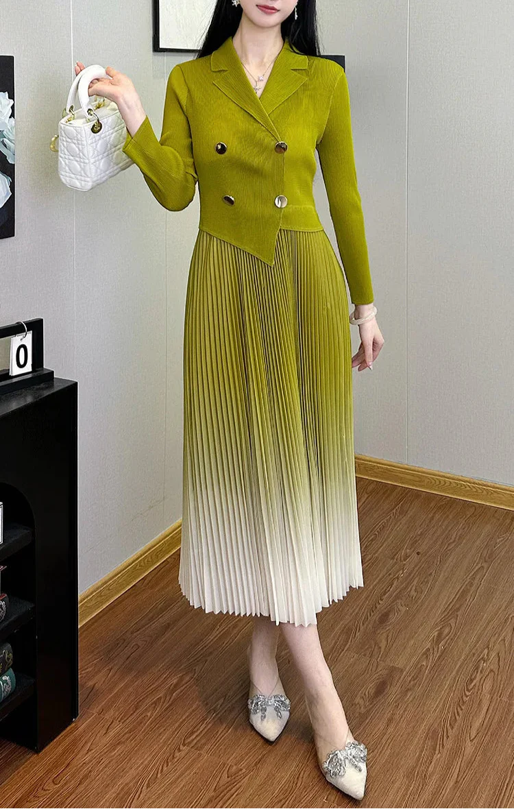 Ombre Pleated Blazer Dress