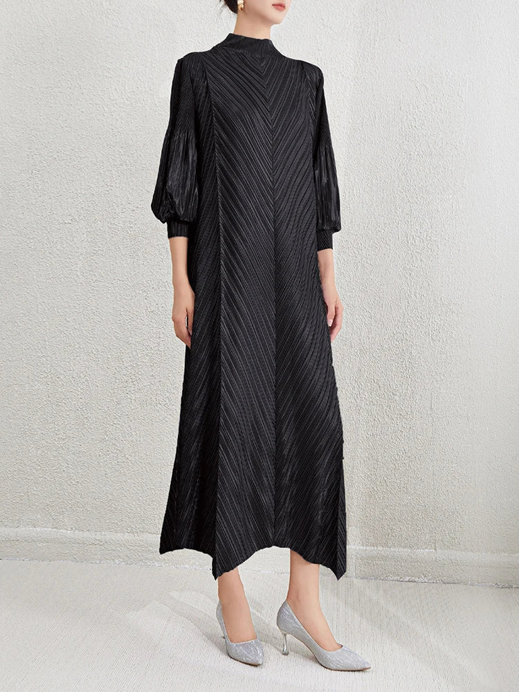 Luxe Pleated Bishop Sleeve Dress
