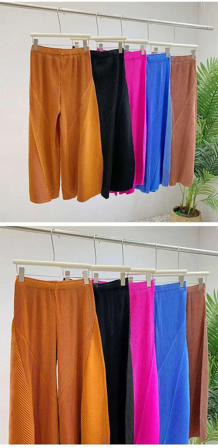 Plissé Pleated Wide-Leg Trousers