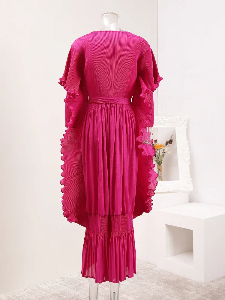 Elegant Ruffled Pleats Dress