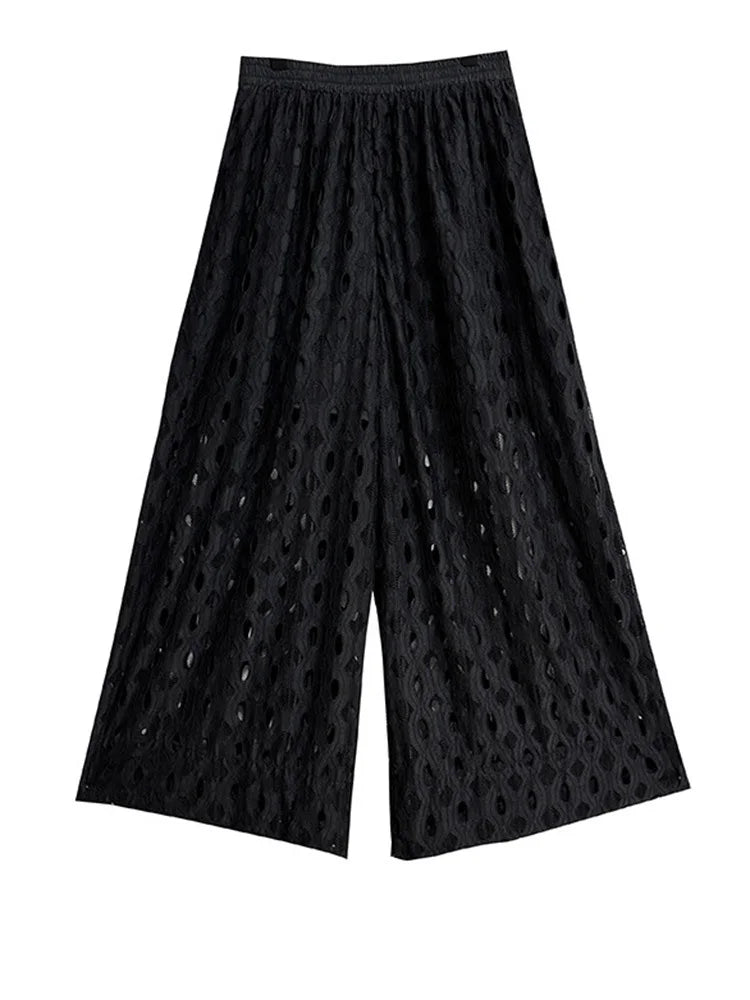 Elegant Cutout Wide-Leg Trousers