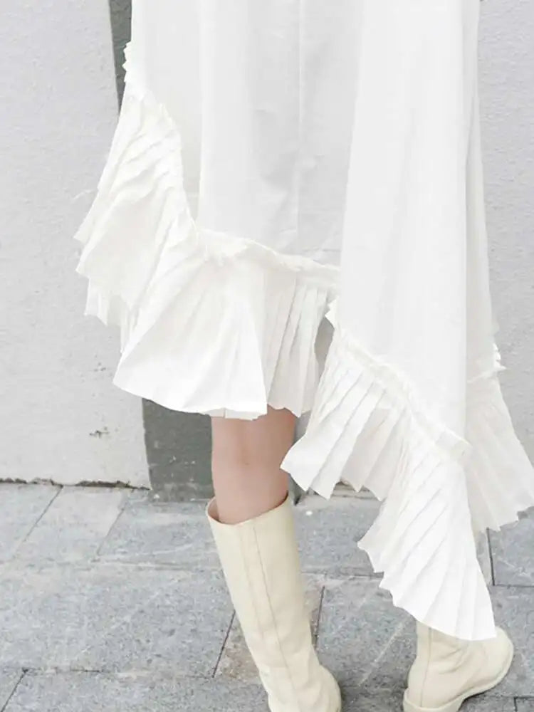 Ruffled High-Neck Blouse Top