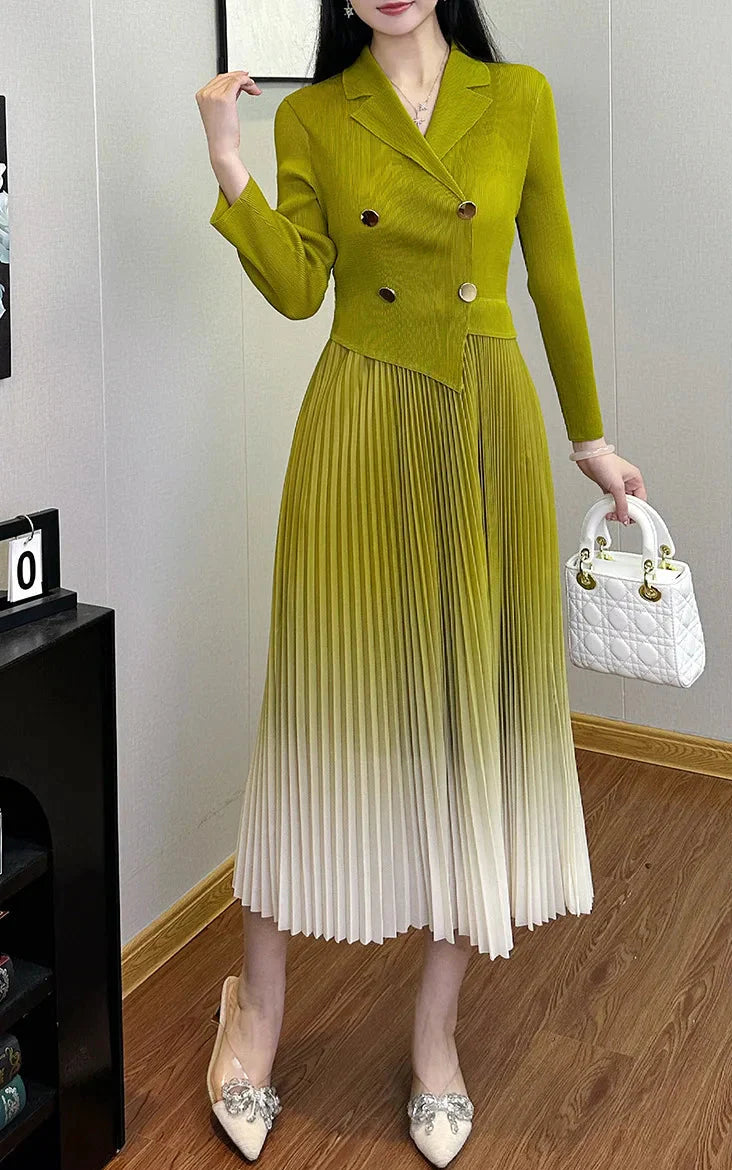 Ombre Pleated Blazer Dress