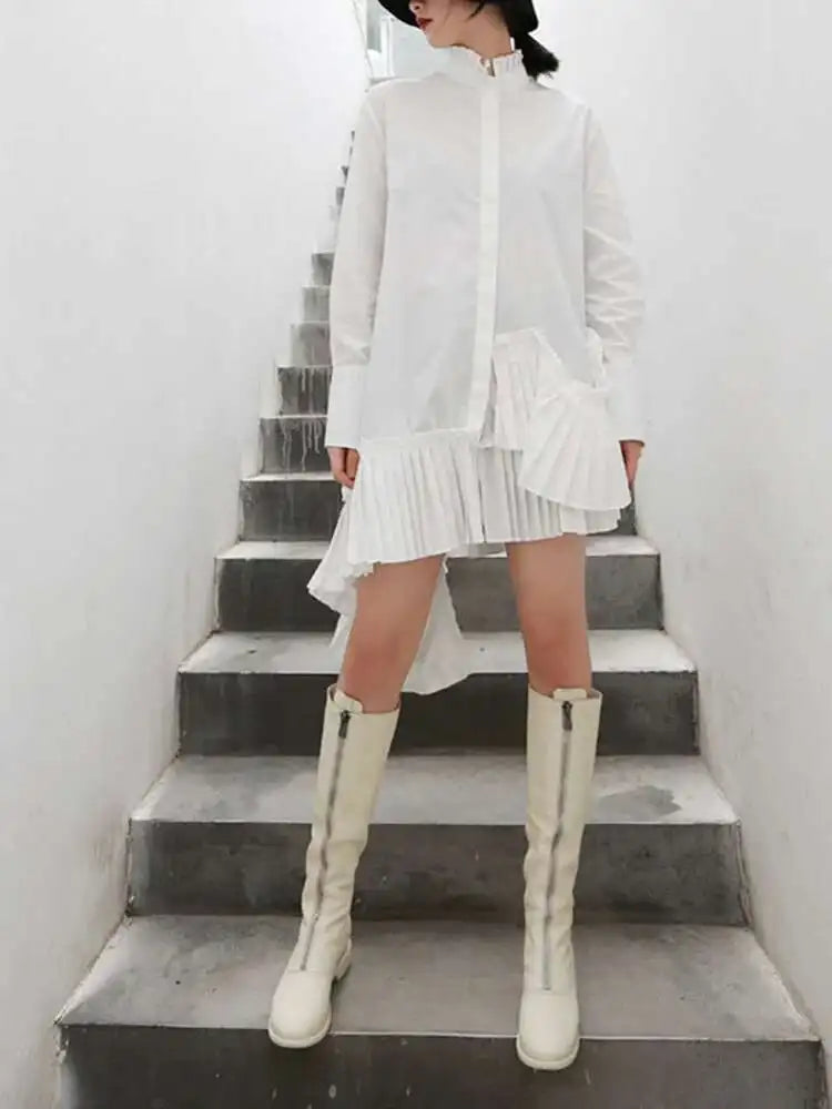 Ruffled High-Neck Blouse Top