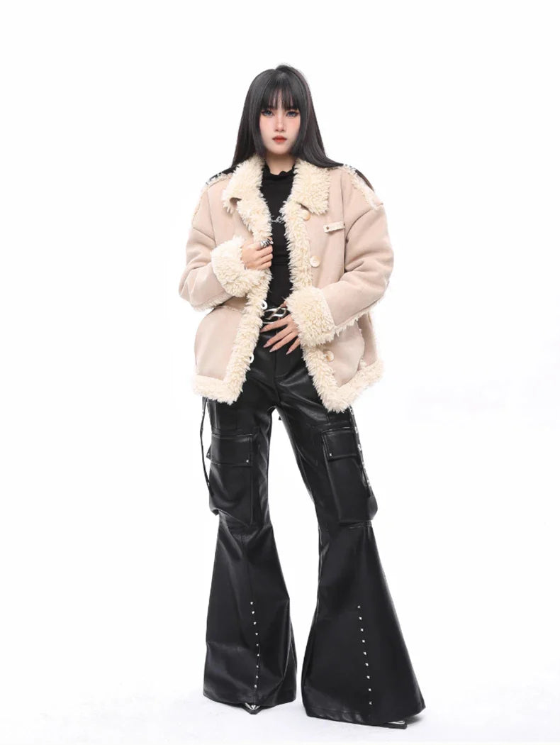 Luxe Vegan Leather Wide-Leg Trousers
