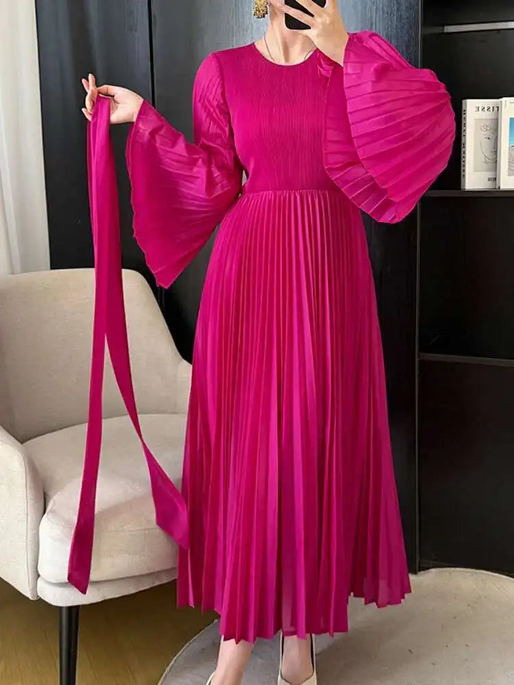 Luxe Plissé Pleated Midi Dress