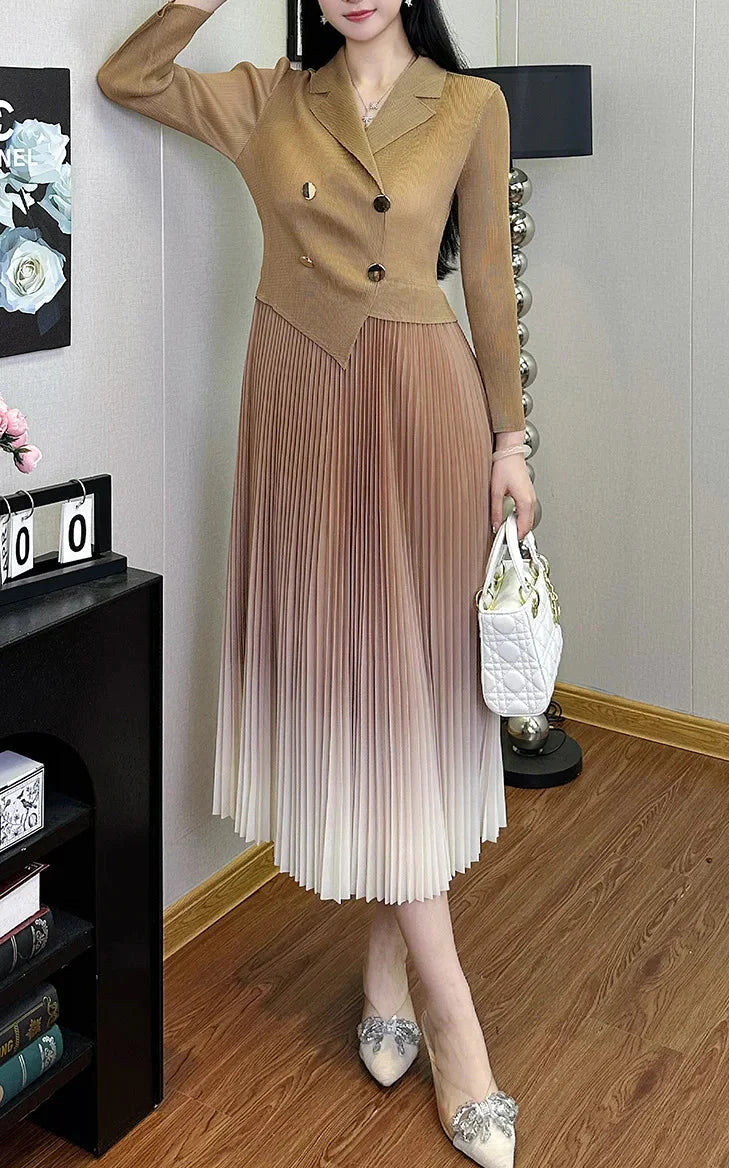 Ombre Pleated Blazer Dress