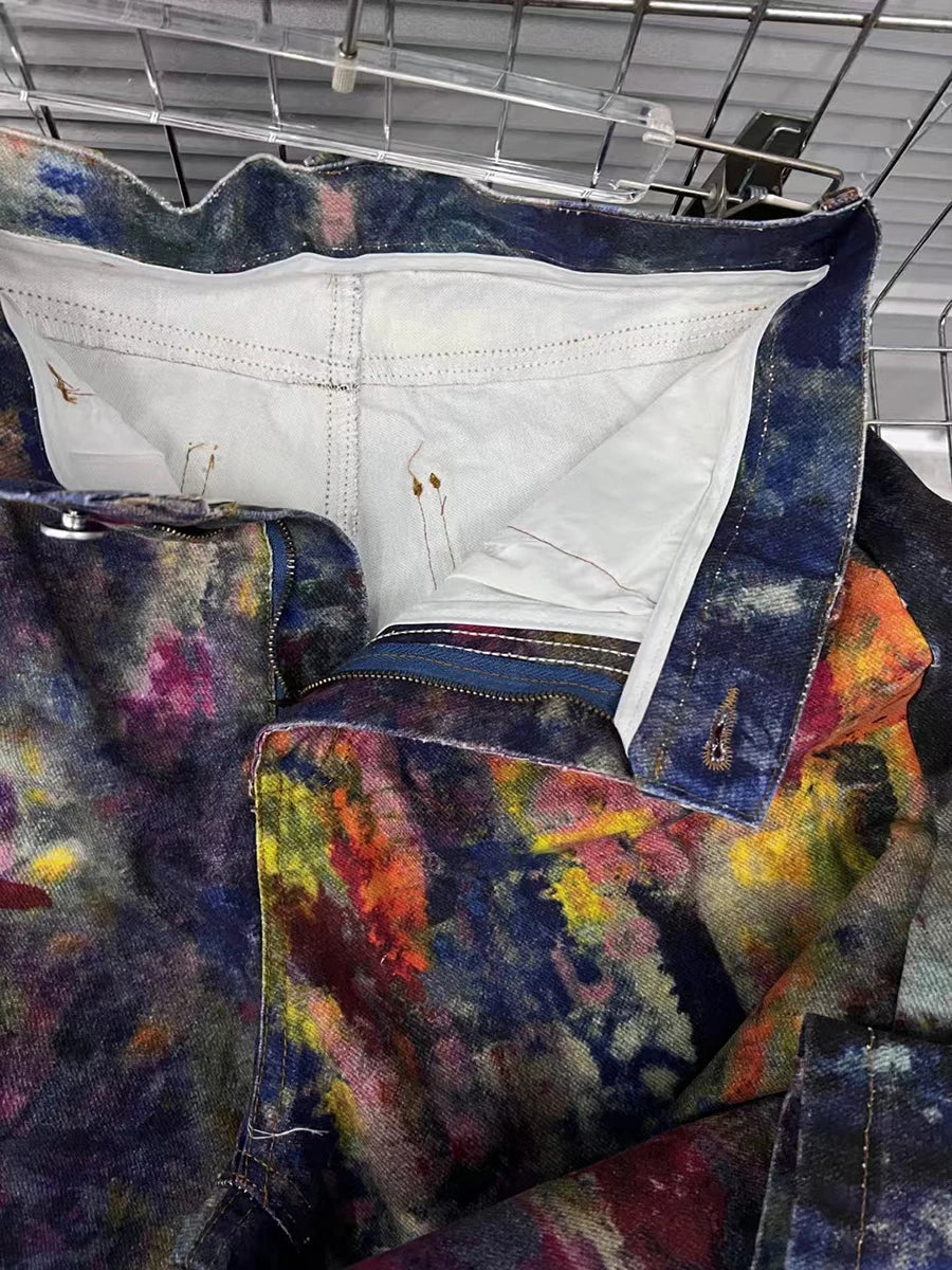Women's Paint Splatter Wide-Leg Jeans