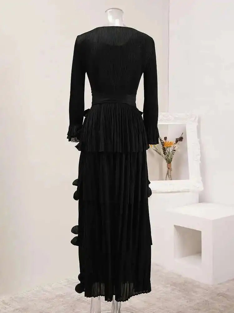 Luxury Pleats Tiered Dress