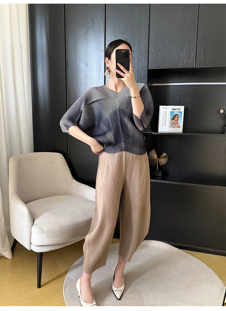 Japanese Pleated Trousers - Pull-On, Modern Cropped