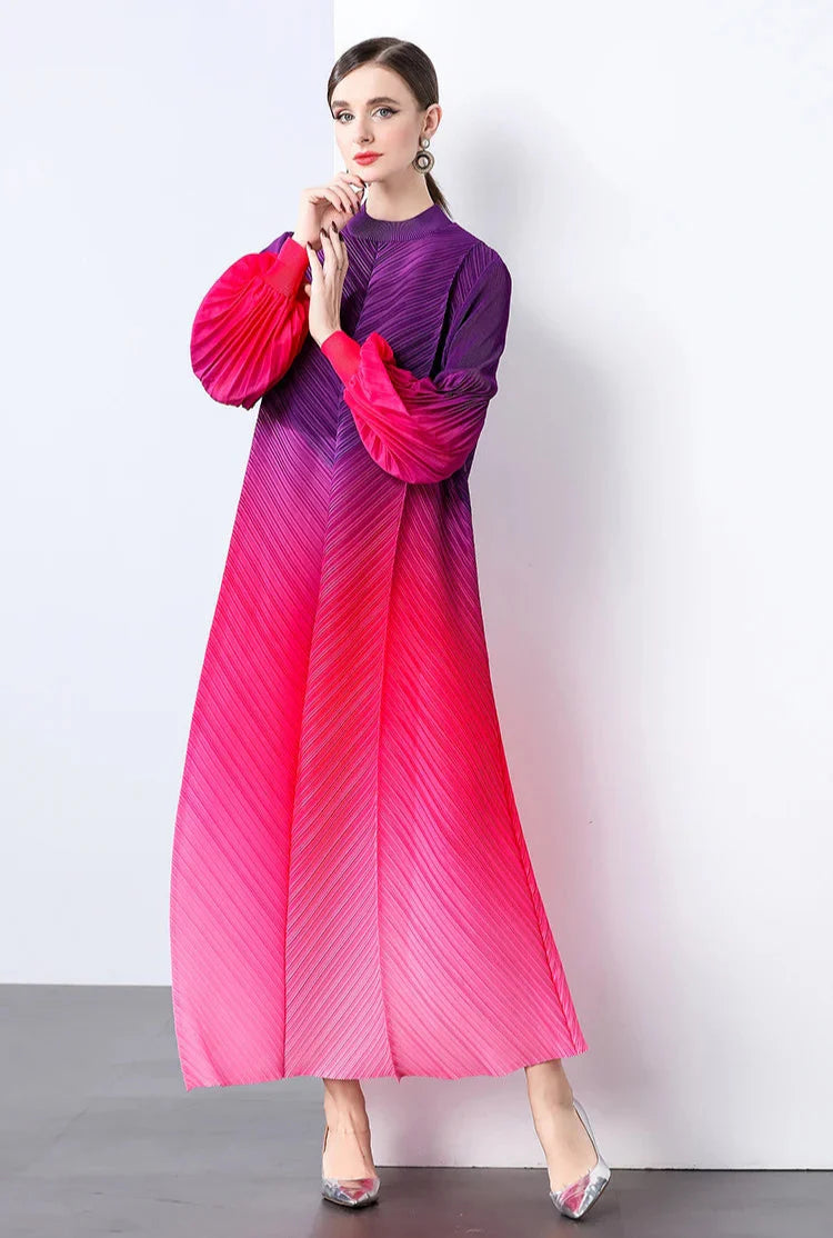 Oversized Plissé Pleated Dress