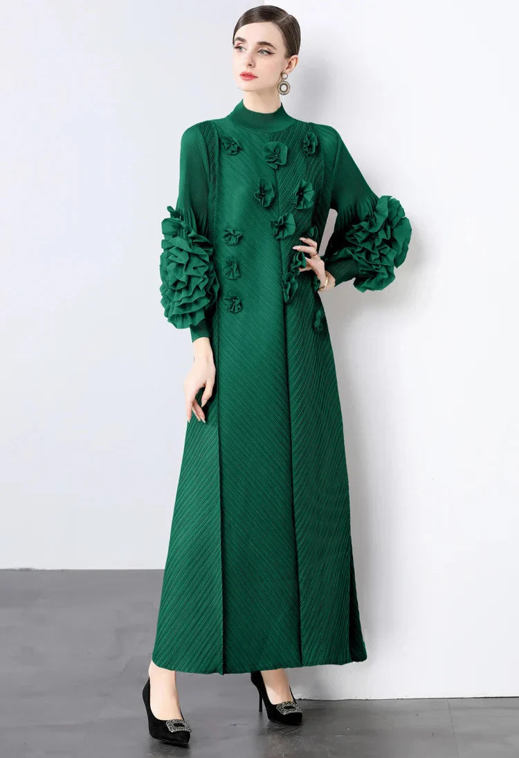 Luxury Pleats Floral Formal Dress