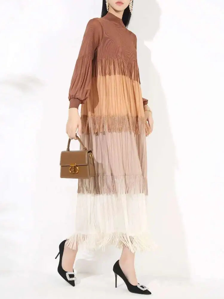 Luxury Pleated Fringe Dress