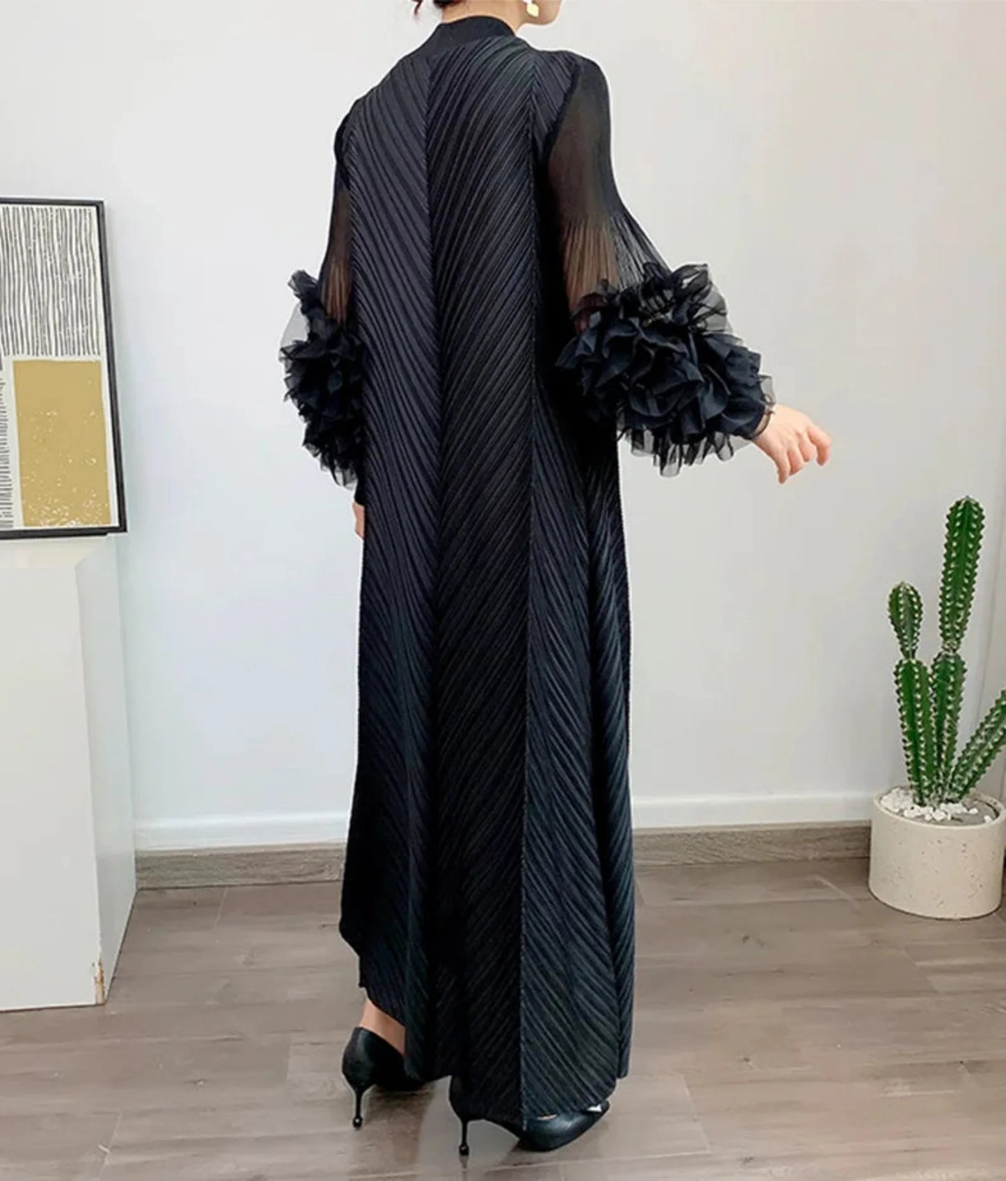 Women's Japanese Plisse Pleated Midi Dress