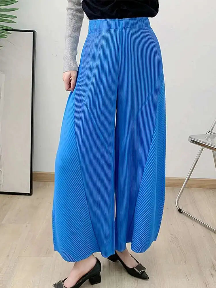 Plissé Pleated Wide-Leg Trousers