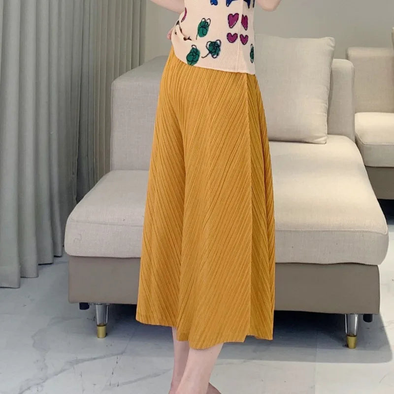 Luxe Plissé Wide Leg Trousers