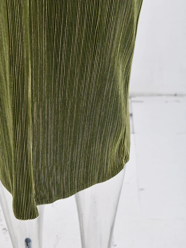 V-Neck Flutter Sleeve Pleated Midi Dress